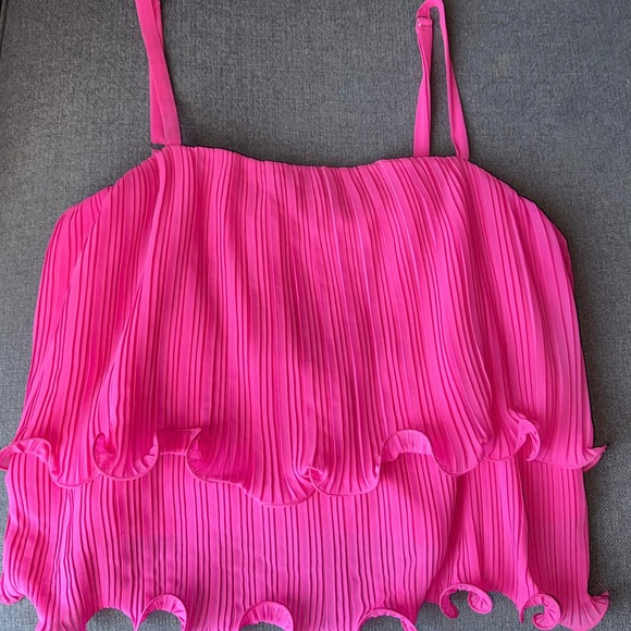 ARULA Tops - ARULA Pink Ruffled Crop Camisole